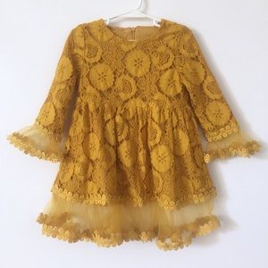 Crochet Lace Yellow Gold Dress 5T